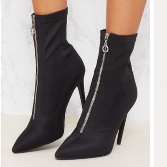 NIB Black Zip Up Booties by Pretty Little Thing - Picture 2 of 4